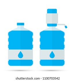 Big bottle water for cooler in flat style isolated on white background. Vector stock illustration