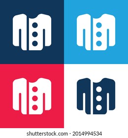 Big Botton Jacket blue and red four color minimal icon set