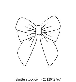 Big Bow Coloring Page. Black And White Bow. Color Me. Isolated Vector Illustration Eps