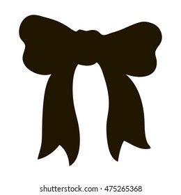 Big bow design isolated on white backdrop. Black ink hand drawn logo sketchy in art retro engraving style pen on paper. Closeup view with space for text