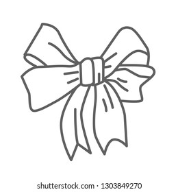 A big bow vector doodle icon isolated on white, hand drawn sketchy style