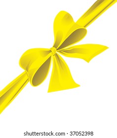 Big bow of yellow ribbon. Vector illustration