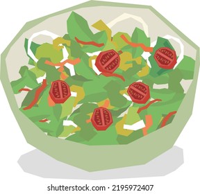 Big Bowl Of Green Salad Illustration