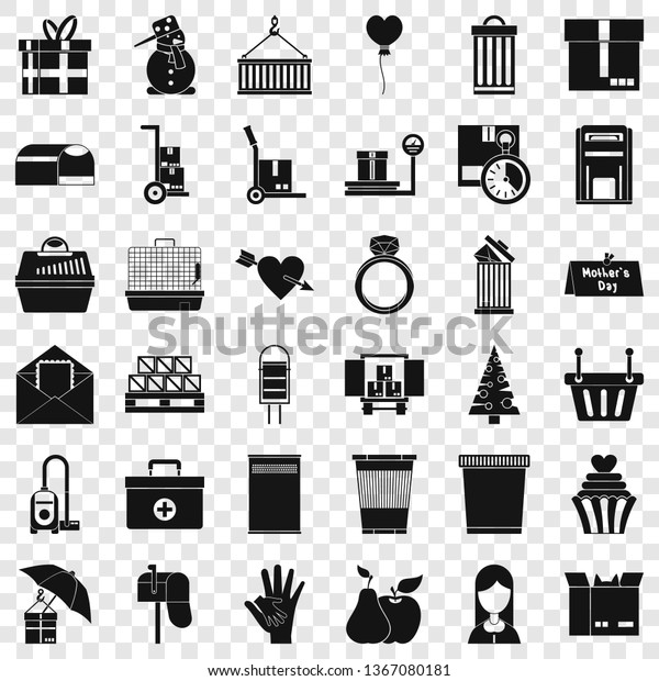 Big box icons set. Simple style of 36 big box\
vector icons for web for any\
design