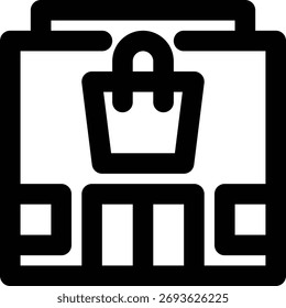 Caja grande, tienda, icono de contorno minorista