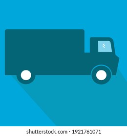 Big Box Truck seen from Side of the Flat Design icon