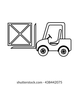 big boz on freight car over isolated background, vector illustration 