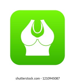 Big bra icon green vector isolated on white background