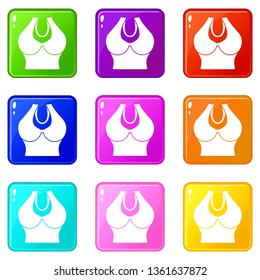 Big bra icons set 9 color collection isolated on white for any design