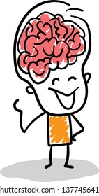 big brain Doodle style vector illustration object isolated hand draw