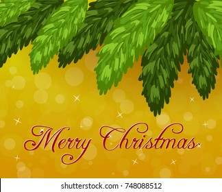 big branch Christmas tree flat orange background