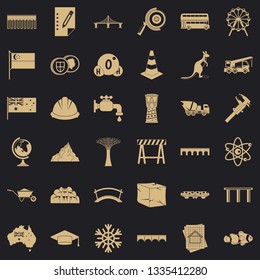 Big bridge icons set. Simple style of 36 big bridge vector icons for web for any design