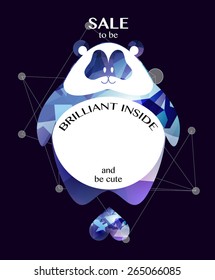 Big bright black flat cute brilliant panda character