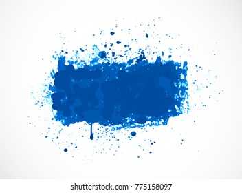 Big bright blue grunge splash on white background.