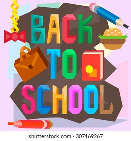 Big bright label "Back to school". Vector illustration