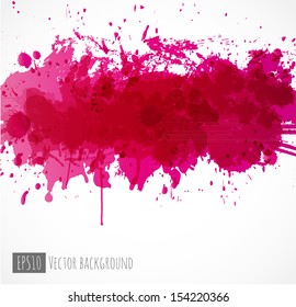 Big bright pink splash on white background. Vector illustration. Grunge background with place for your text. 