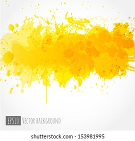 Big bright yellow splash on white background. Vector illustration. Grunge background with place for your text. 