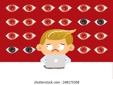 big brother concept, internet security and safety, vector Illustration