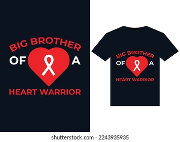 Big Brother Of A Heart Warrior illustrations for print-ready T-Shirts design