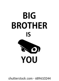 Big Brother poster with security camera - isolated vector illustration