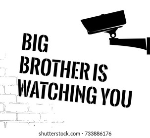 Big Brother poster with security camera - isolated vector illustration