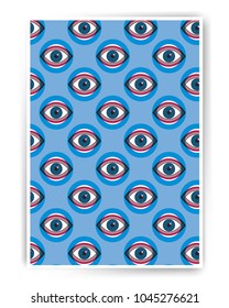 Big brother spy vector abstract poster design with eyes illustration. Human eye vector icon design, geometric style design. Simple flat illustration for cover, advertisement, poster design.