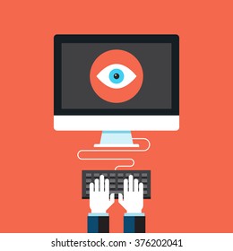 Big brother is watching. Flat design modern vector illustration concept.