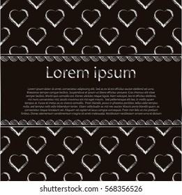Big Brown background Silver brush heart postcard valentines