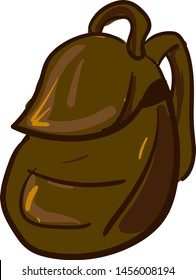 Gran mochila marrón, ilustración, vector sobre fondo blanco.