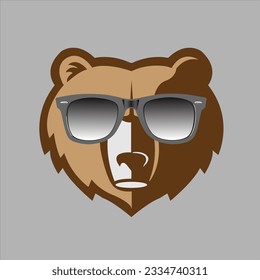 Big Brown Bear Head with The Black Glasses