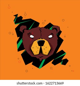 big brown bear with a scar