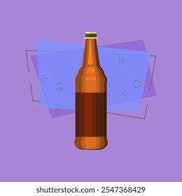 Big brown beer bottle illustration. Beer, drinking, soda, alcohol. Drinking concept. Vector illustration can be used for topics like beverage, bar, super market