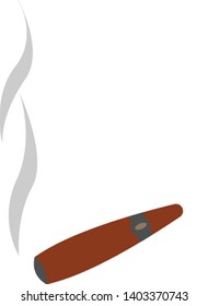 A big brown cigar which is set on flame, vector, color drawing or illustration.