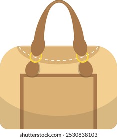 Big and brown leather bag for business woman, featuring golden details and stitches, perfect for carrying personal belongings