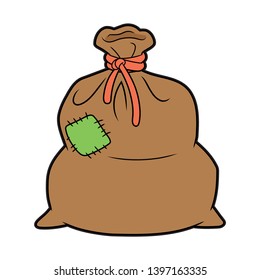 Big brown sack. Vector illustration