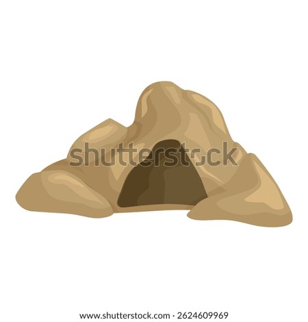 Big brown stone cave opening showing a dark entrance, perfect for an illustration on prehistory or adventure