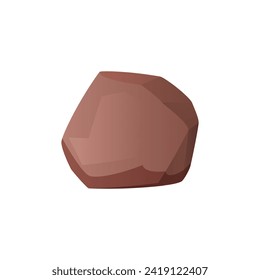 Big brown stone rock flat style, vector illustration isolated on white background. Decorative design element, natural organic hard material, single object