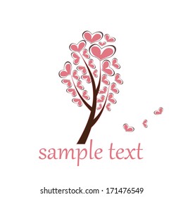 a big brown tree with some hearts as flowers