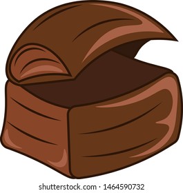 A big brown wooden chest, vector, color drawing or illustration.