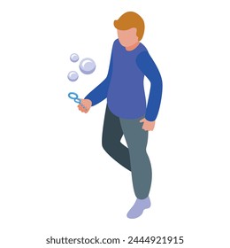 Big bubble play icon isometric vector. Child soap. Fun game