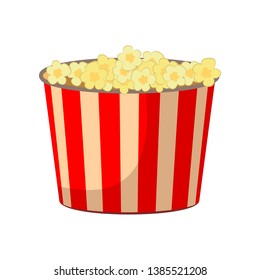 Big bucket of popcorn. Unhealthy eating in buffet. Can be used for topics like snack, watching tv, cinema