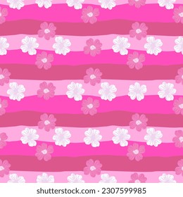 Big bud chamomile flower seamless pattern in simple style. Cute stylized flowers background. For fabric design, textile print, wrapping paper, cover. Vector illustration