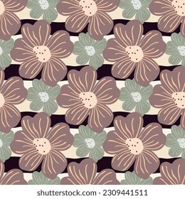Flor de manzanilla de gran tamaño sin fisuras en un estilo sencillo. Un bonito fondo de flores estilizadas. Para el diseño de tejidos, impresión textil, papel de envoltura, cubierta. Ilustración del vector