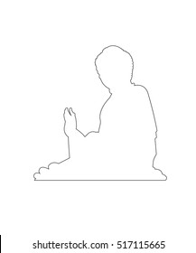 Big buddha statue on the mountain in Hong Kong Path on the white background