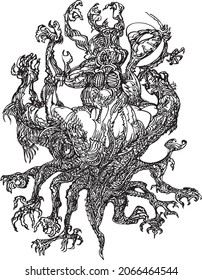 Big bug like abstract creature, freehand drawn imaginary shape