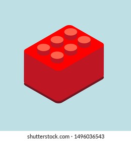 Big Building Blocks isometric 3d vector icon red