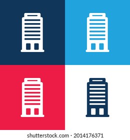 Big Building blue and red four color minimal icon set