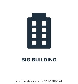 Big Building icon. Black filled vector illustration. Big Building symbol on white background. Can be used in web and mobile.