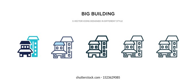 big building icon in different style vector illustration. two colored and black big building vector icons designed in filled, outline, line and stroke style can be used for web, mobile, ui