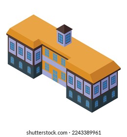 Big building icon isometric vector. Macedonia travel. Landmark culture
